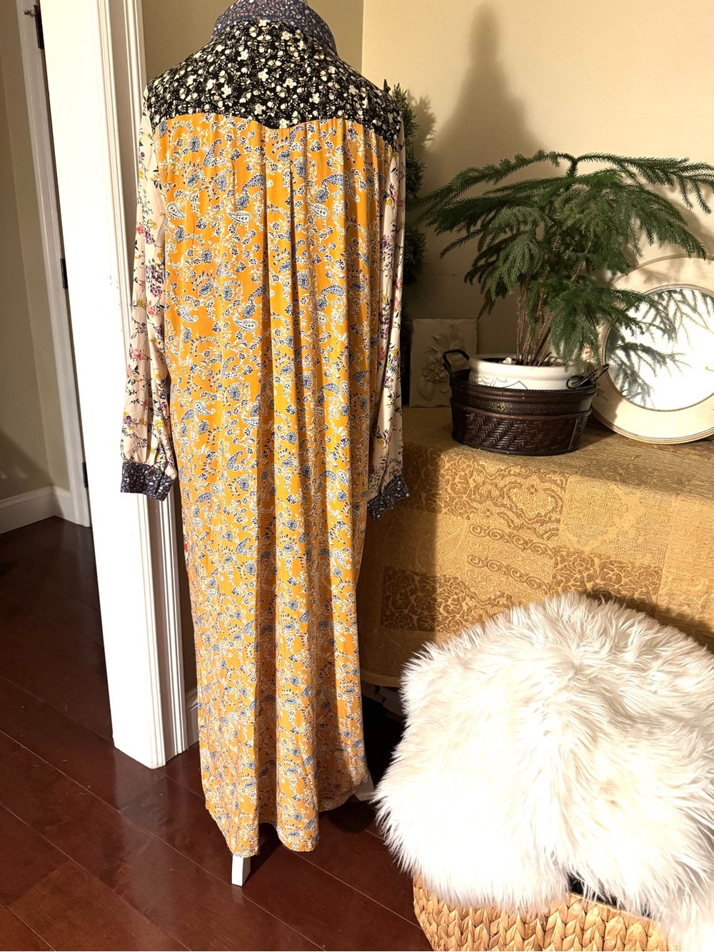 NATURAL LIFE Esme Patchwork Mixed Floral Long Sleeve Maxi Shirt Dress - - Picture 2 of 10